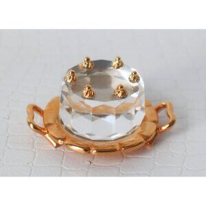 Vintage Swarovski Crystal Birthday Cake Miniature Birthday Cake Tray Dollhouse